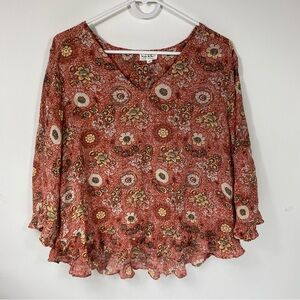 NICOLE MILLER • Floral Ruffle Blouse